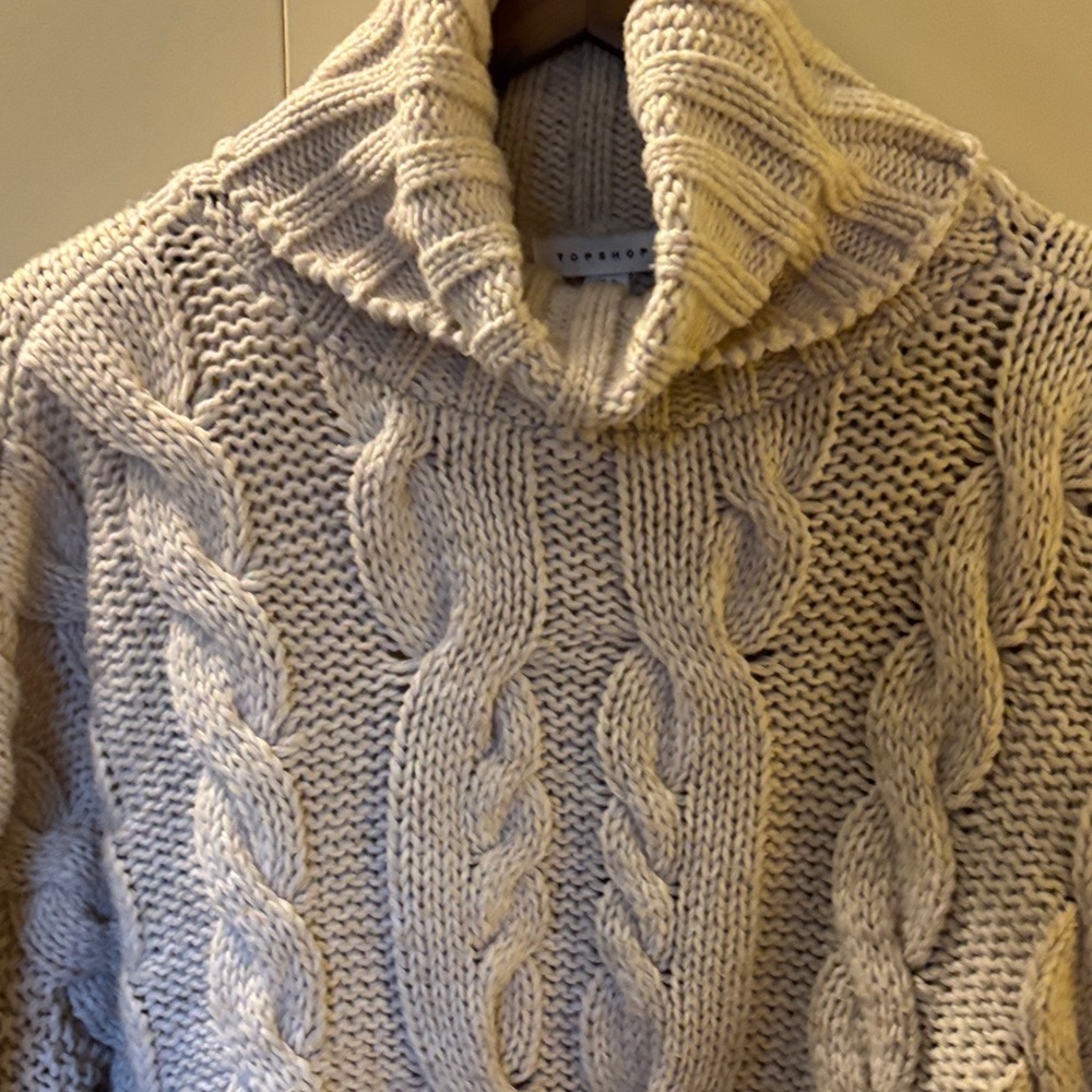Topshop Ivory Cable Knit Turtleneck Sweater Medium - Picture 4 of 8